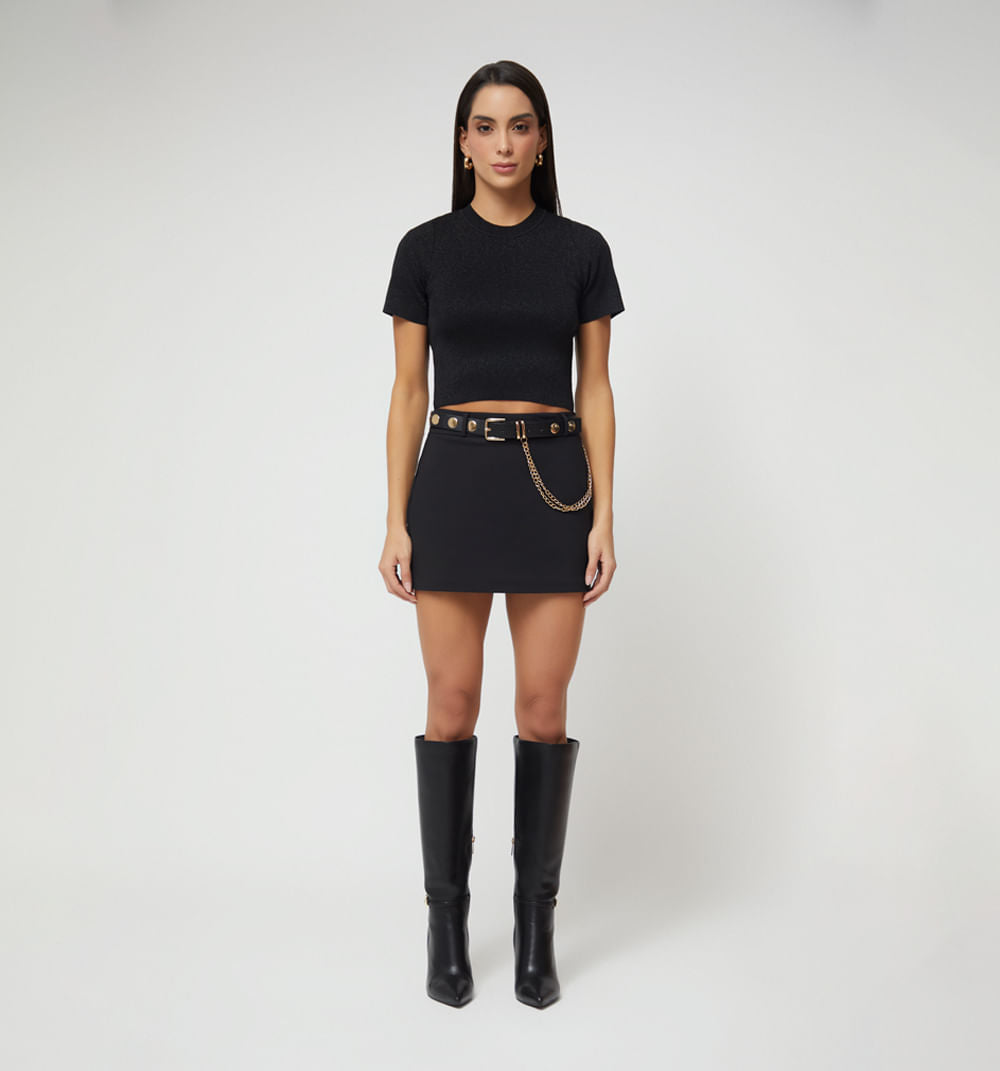 Falda Short Corta Con Cinturon