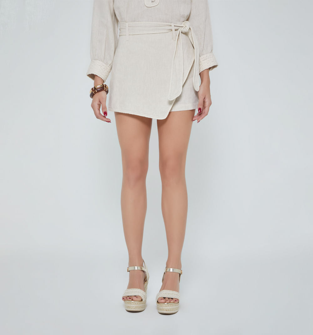 Falda Short Tiro Alto Con Cinturon