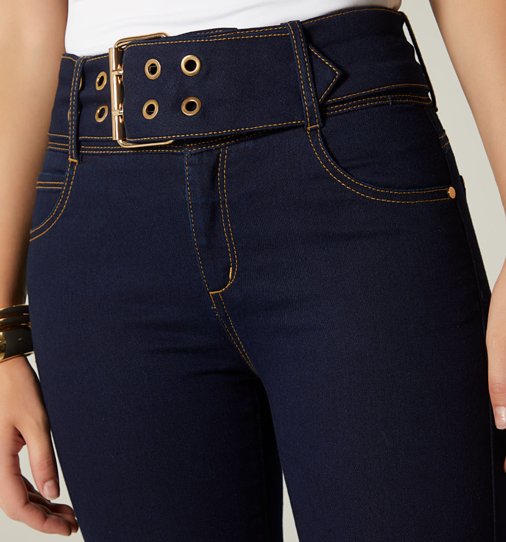 Jean Ultraslim Tiro Alto Con Correa Para Mujer