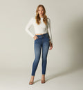 Jean Skinny Tiro Medio Bolsillos Y Borla