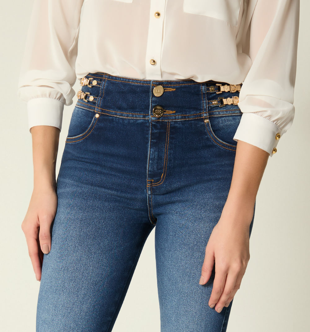 Jean Ultraslim Tiro Alto Con Herrajes