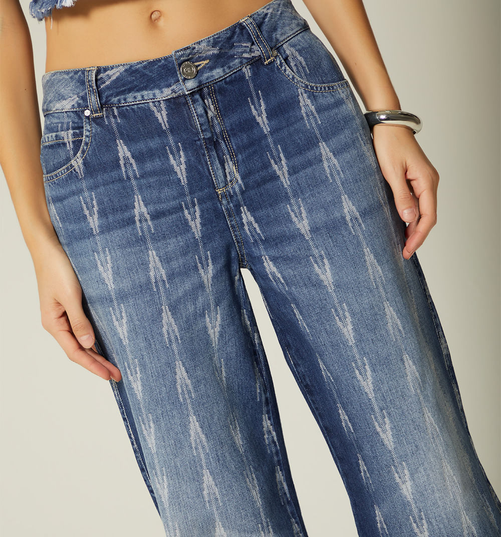 Jean Wide Leg Tiro Medio 5 Bolsillos