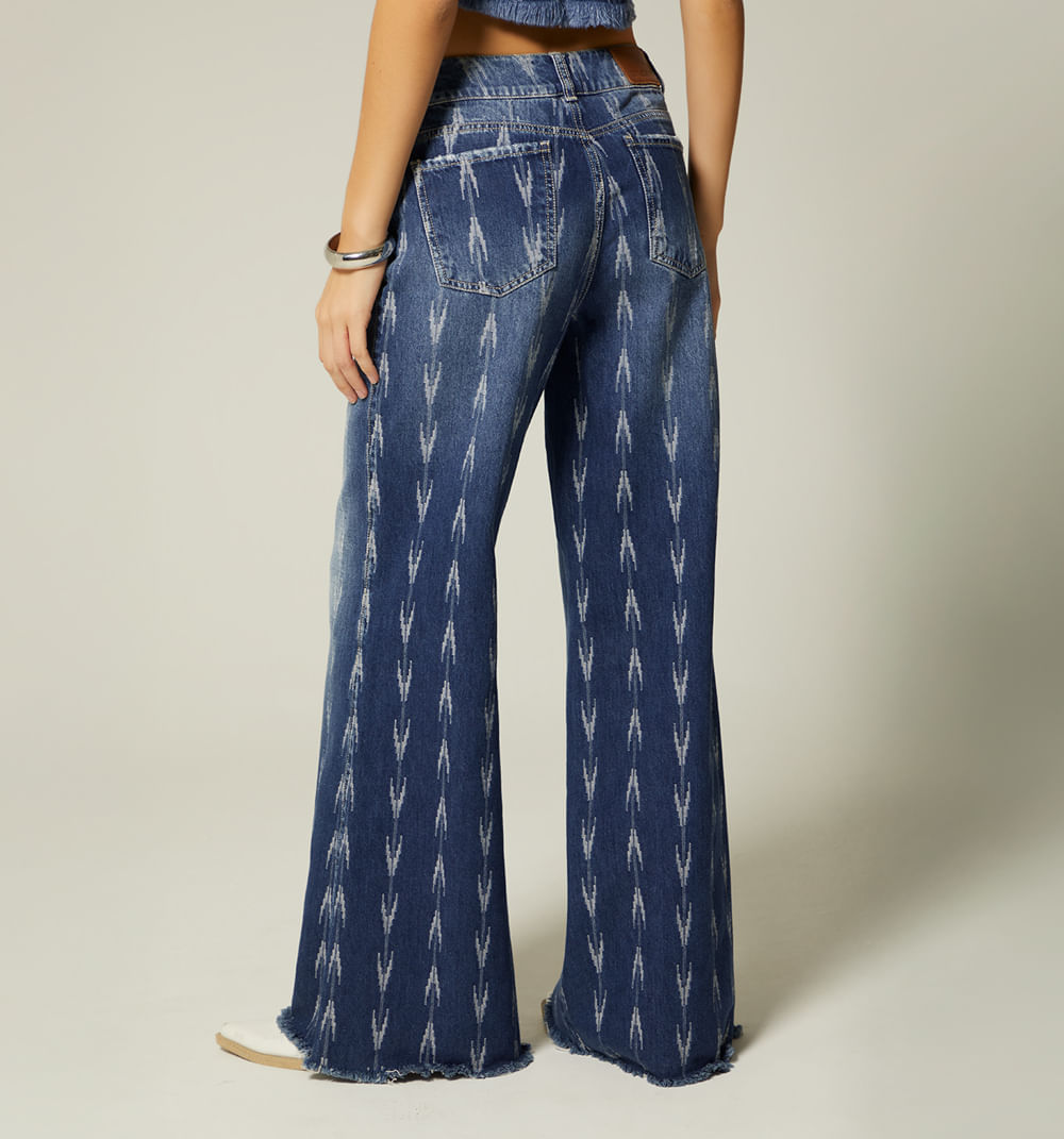 Jean Wide Leg Tiro Medio 5 Bolsillos