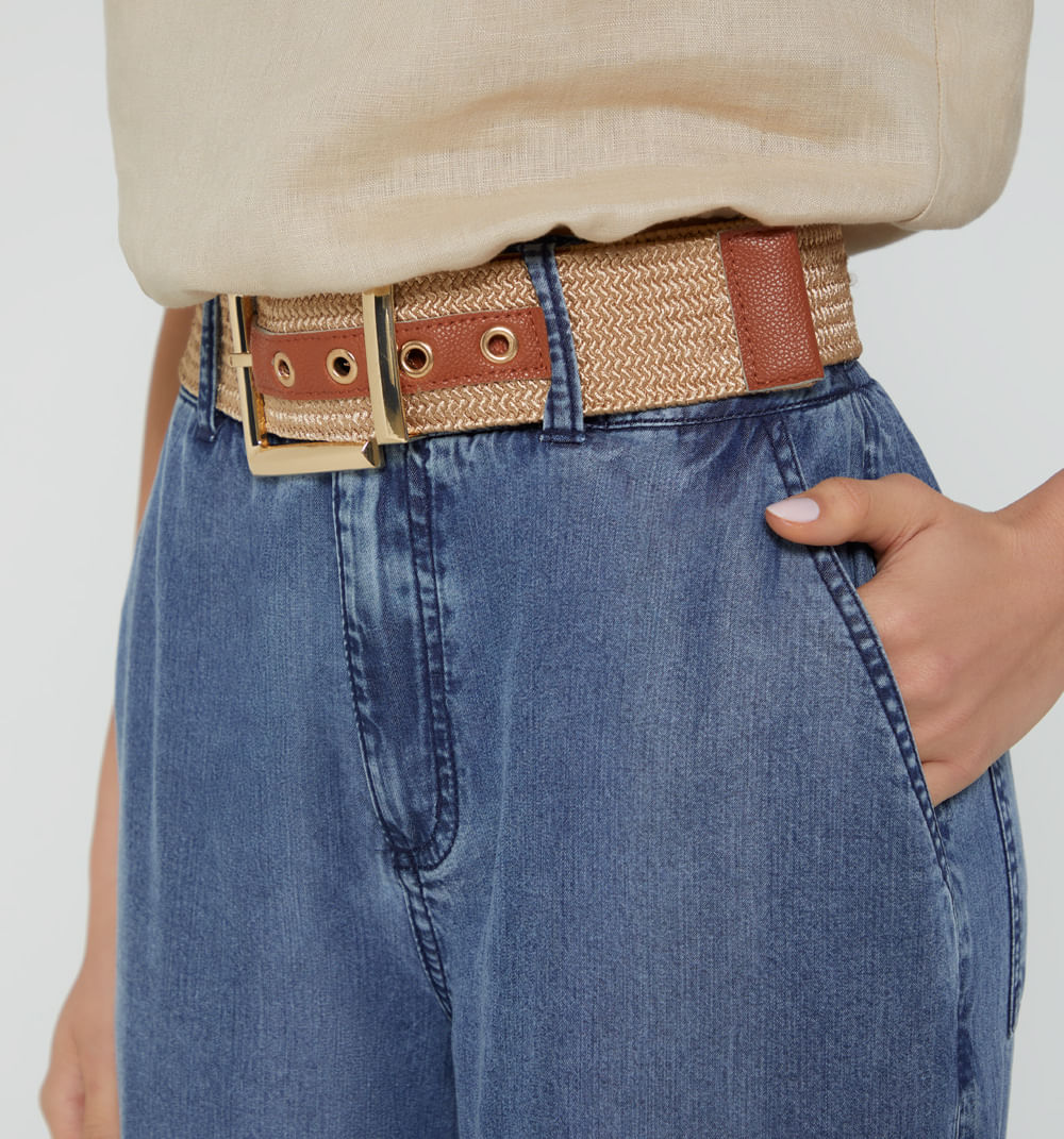 Jean Culotte Tiro Alto Con Cinturon