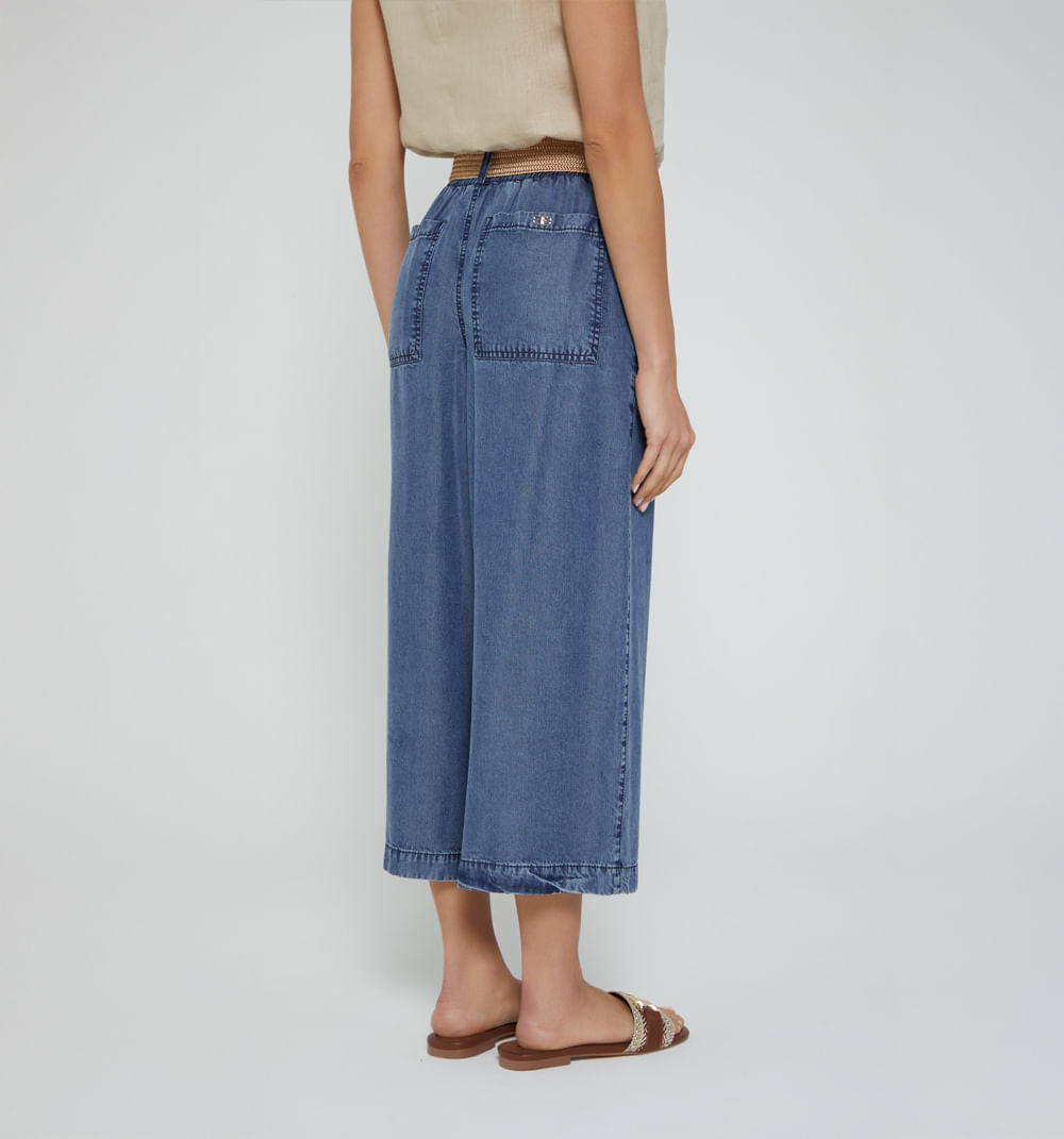 Jean Culotte Tiro Alto Con Cinturon