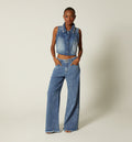 Jean Wide Leg Tiro  Alto 5 Bolsillos