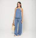 Jeans Palazo  Tiro Alto Doble Cordon