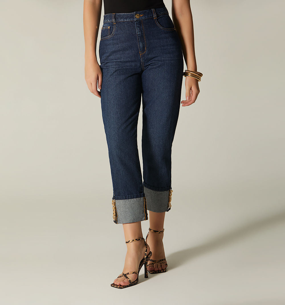 Jean Girlfriend Cropped Con Guardapolvo