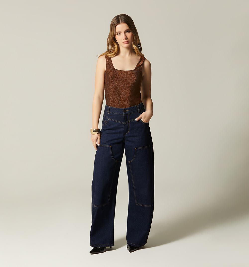 Jean Barrel Super Alto Cortes Parche