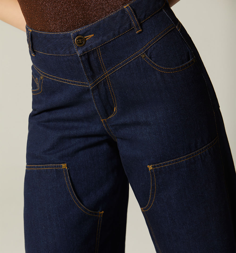 Jean Barrel Super Alto Cortes Parche