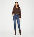 Jean Skinny Tiro Medio Con Ribete