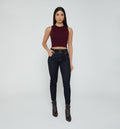 Jean Skinny Tiro Medio 5 Bolsillos - Azul