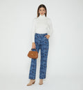 Jean Recto Alto 5 Bolsillos En Jacquard