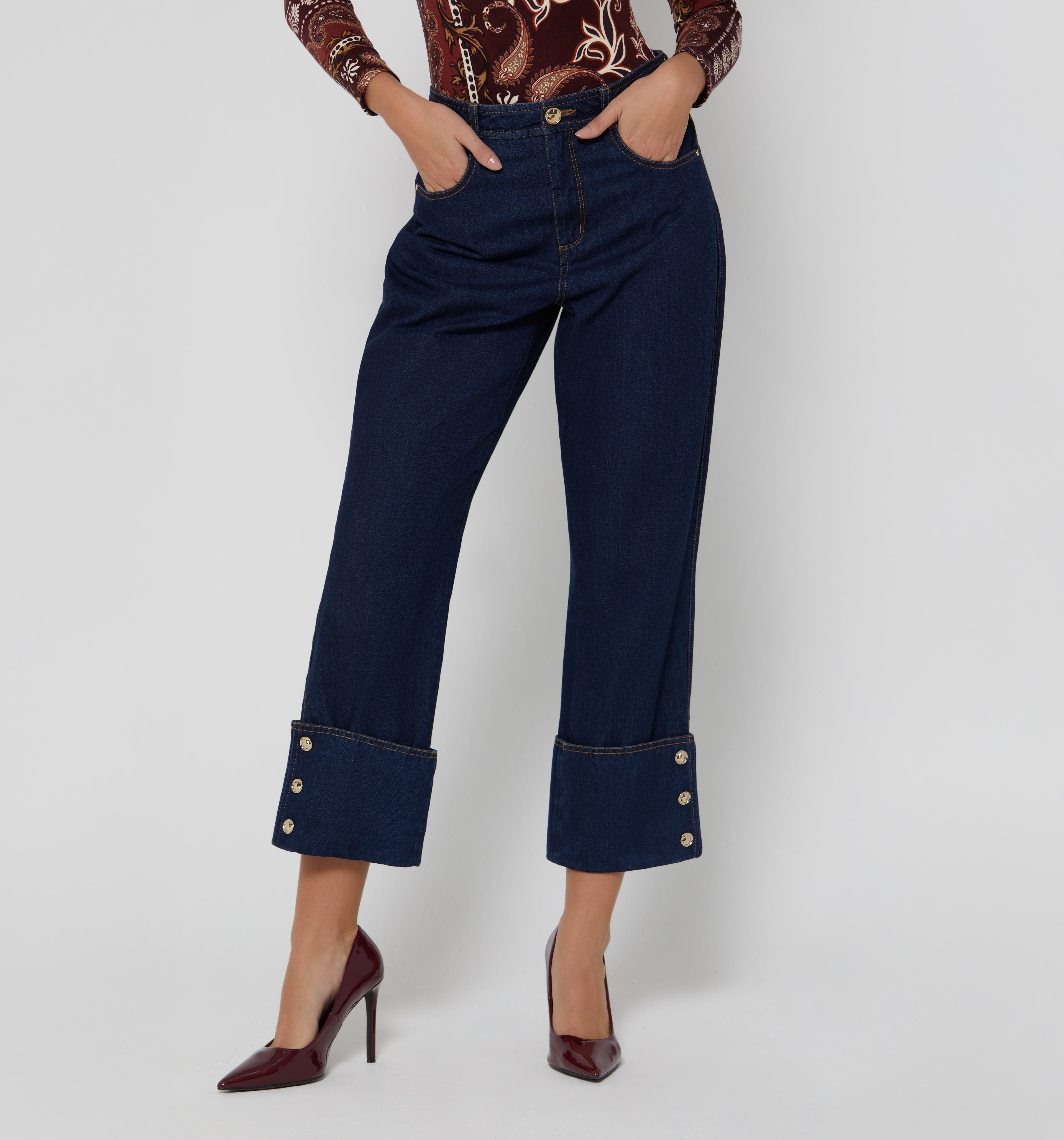 Jean Cropped Con Guardapolvo
