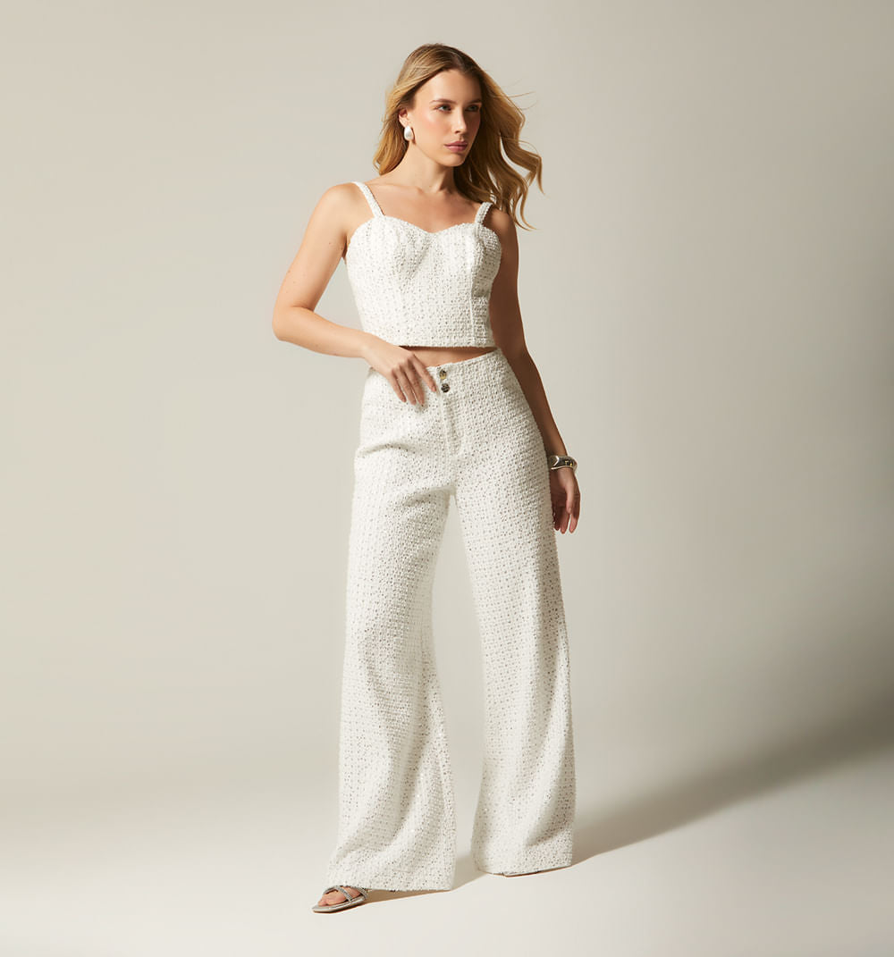 Jean Wide Leg Tiro Alto Con Botones