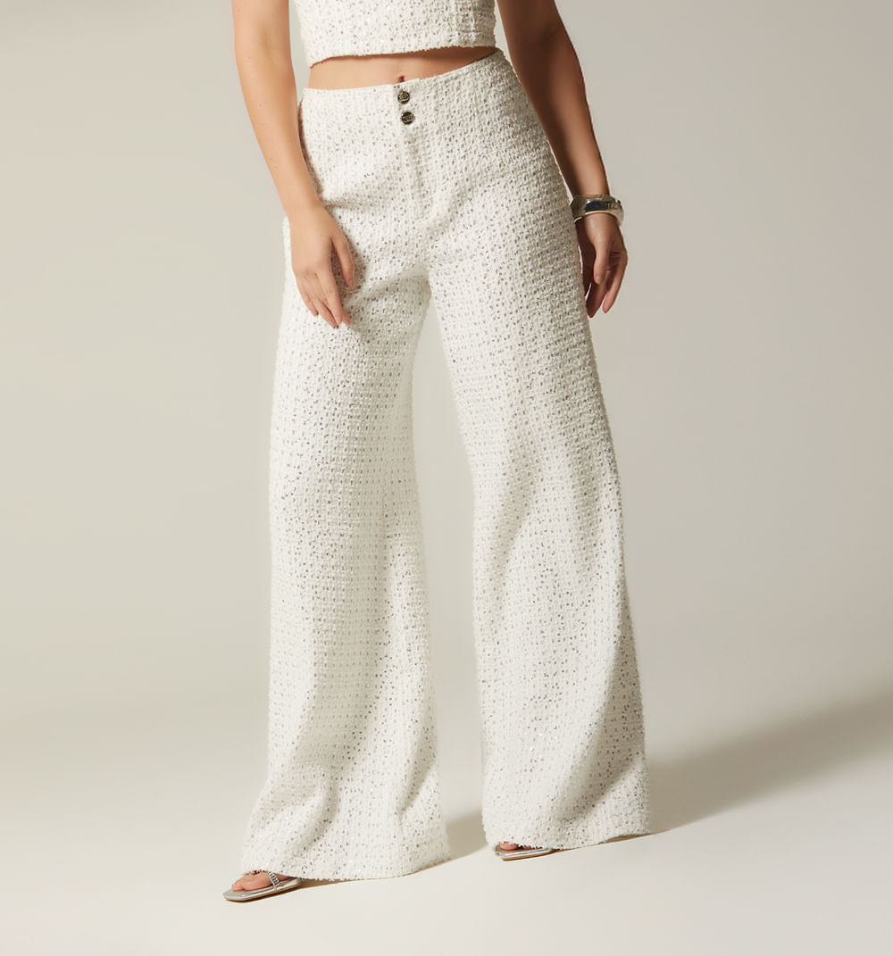 Jean Wide Leg Tiro Alto Con Botones