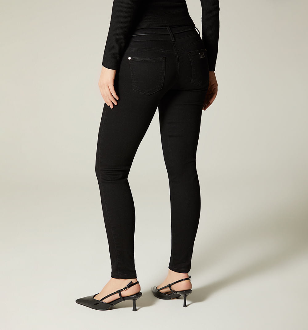 Jean Ultraslim Tiro Medio Pretina Con Vivos Para Mujer
