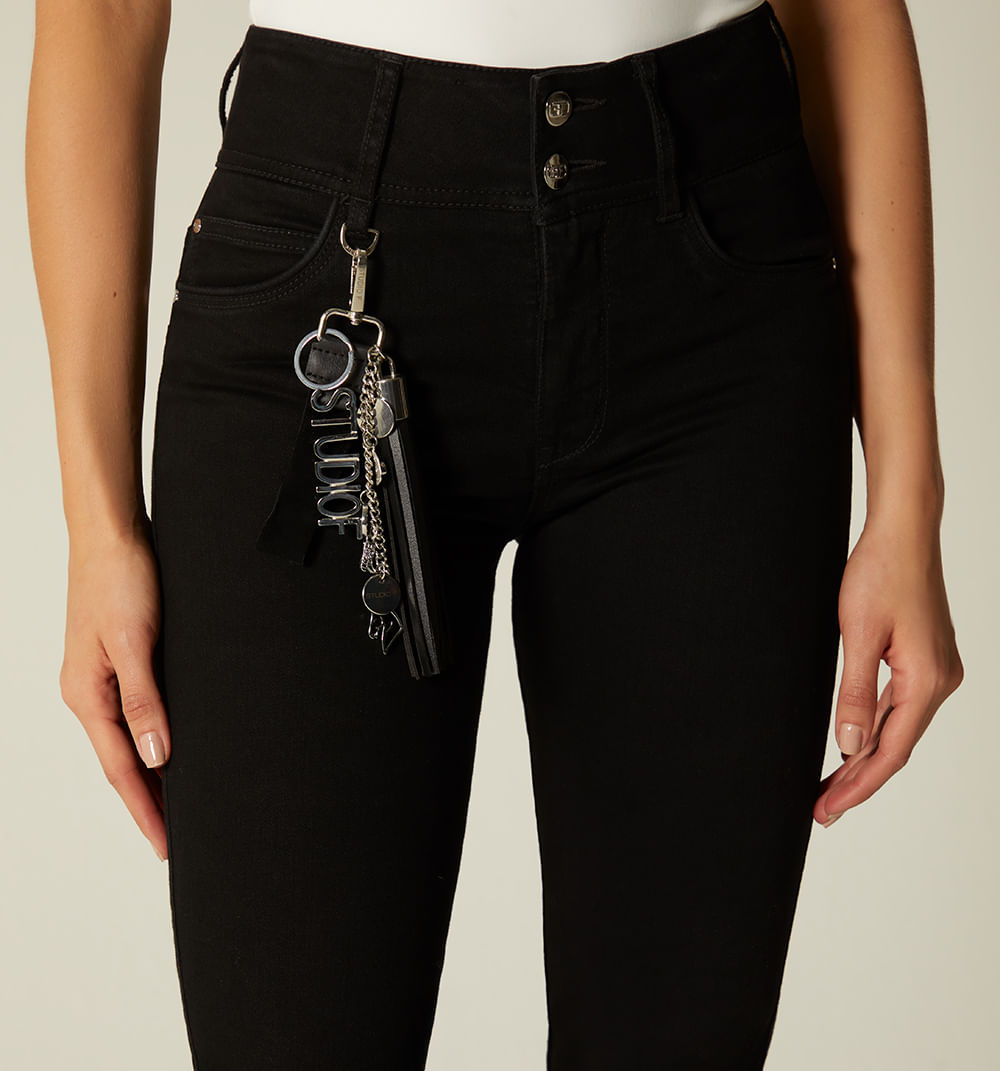 Jean Ultraslim Tiro Super Alto Con Borla