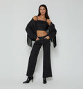Jean Wideleg Tiro Medio Con Taches