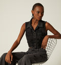 Jean Wide Leg Tiro Alto Perlas Negras