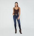 Jean Skinny Tiro Alto Cinco Bolsillos