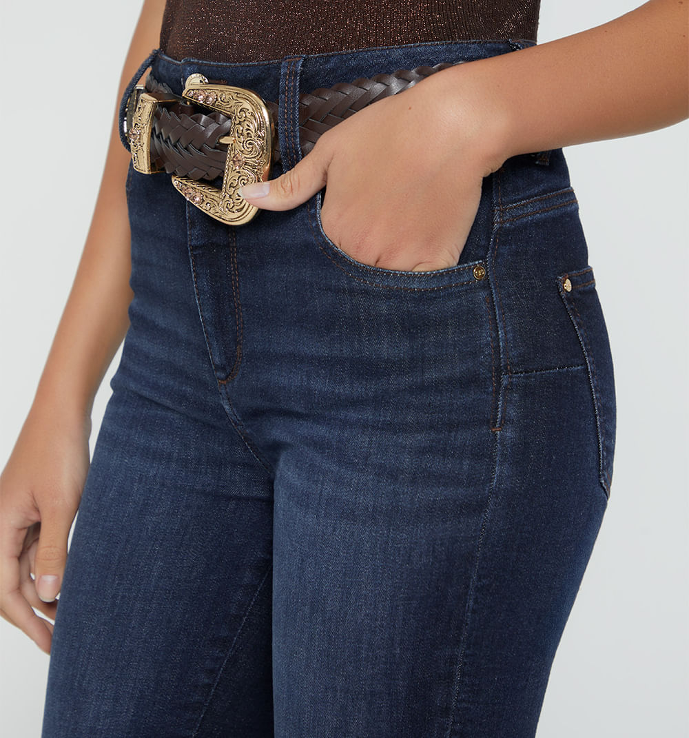 Jean Skinny Tiro Alto Cinco Bolsillos