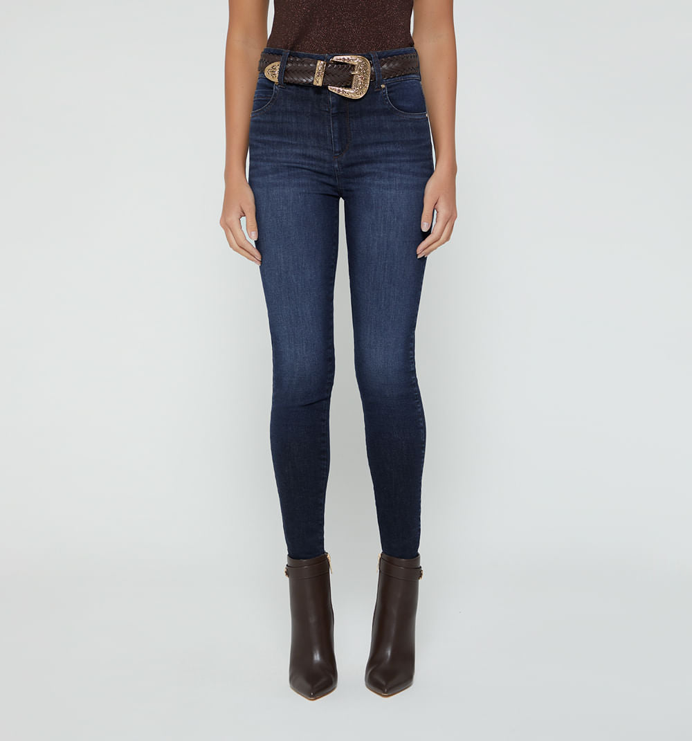 Jean Skinny Tiro Alto Cinco Bolsillos