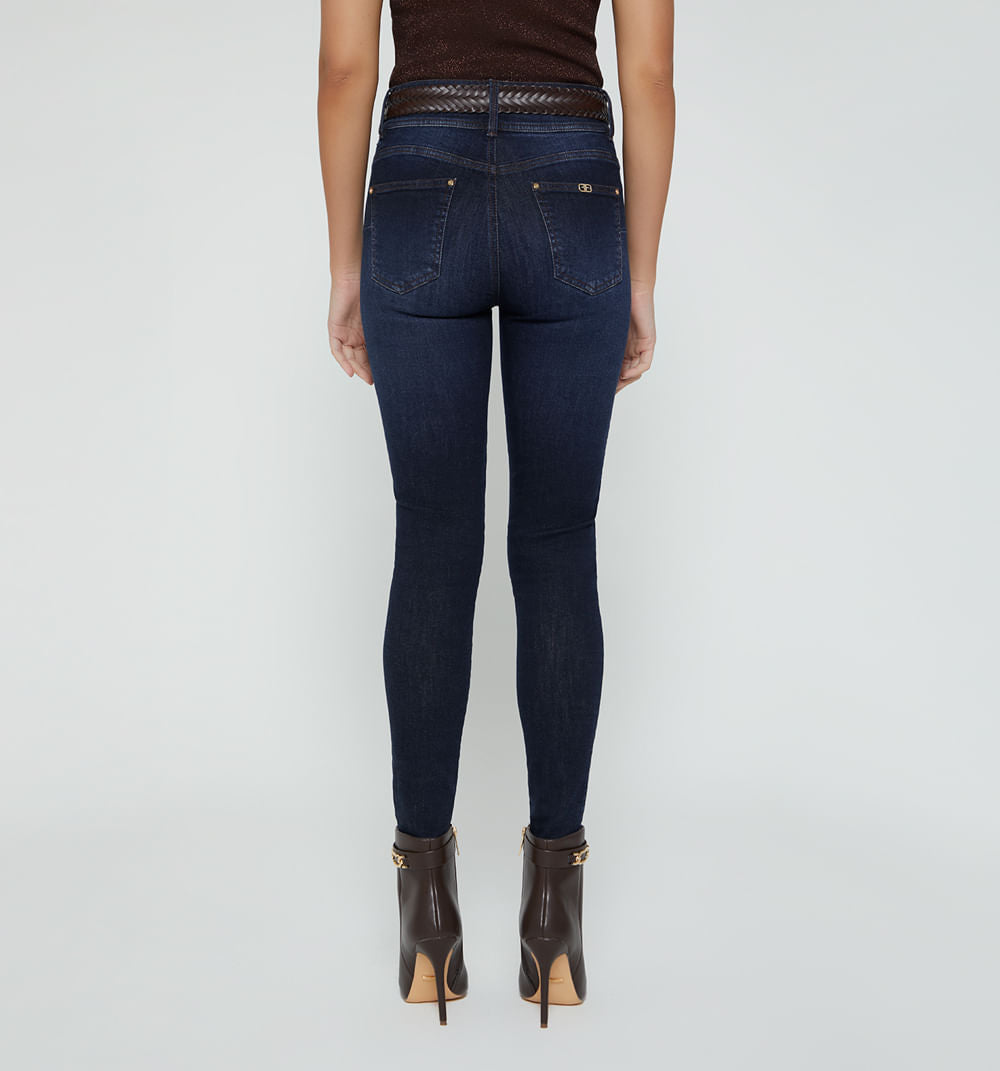 Jean Skinny Tiro Alto Cinco Bolsillos