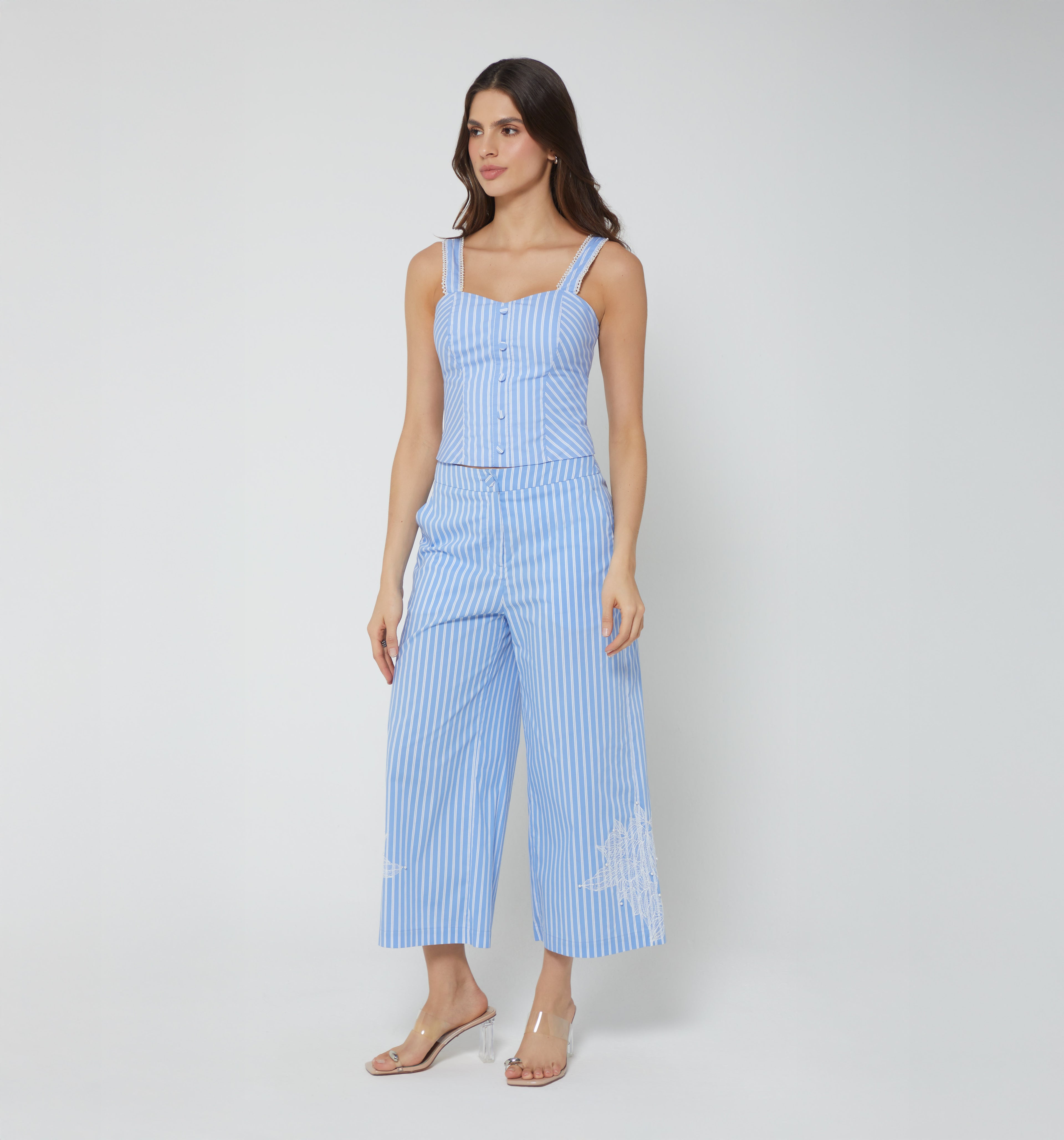 Pantalón Culotte Con Bordado