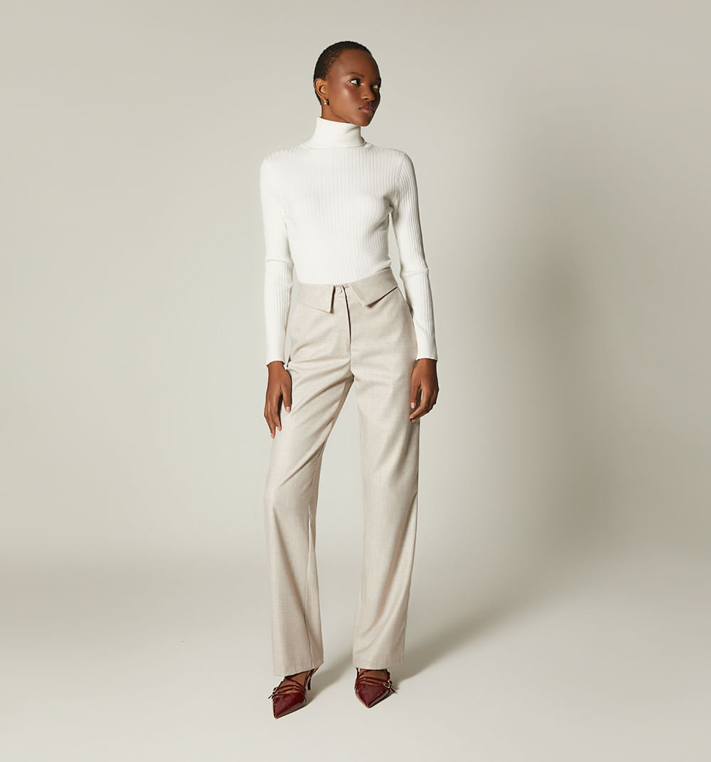 Pantalon Tiro Alto Con  Pretina Combinad