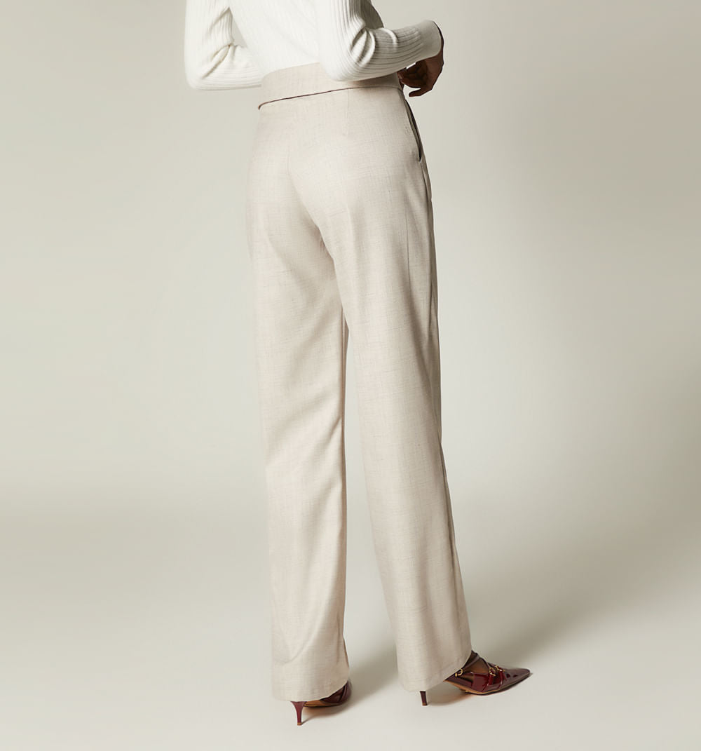 Pantalon Tiro Alto Con  Pretina Combinad