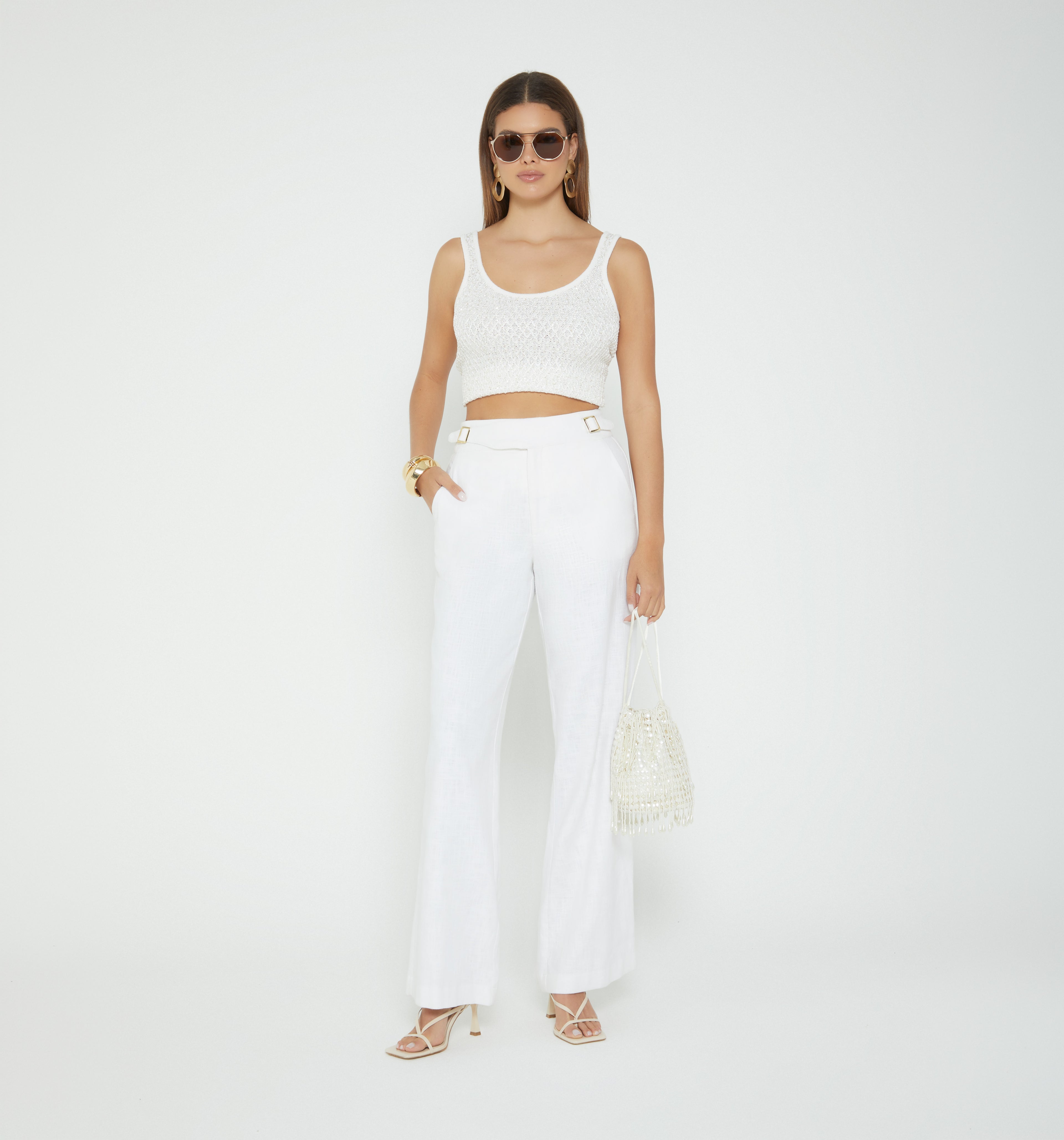 Pantalon Palazo Pretina Ancha Hebilla