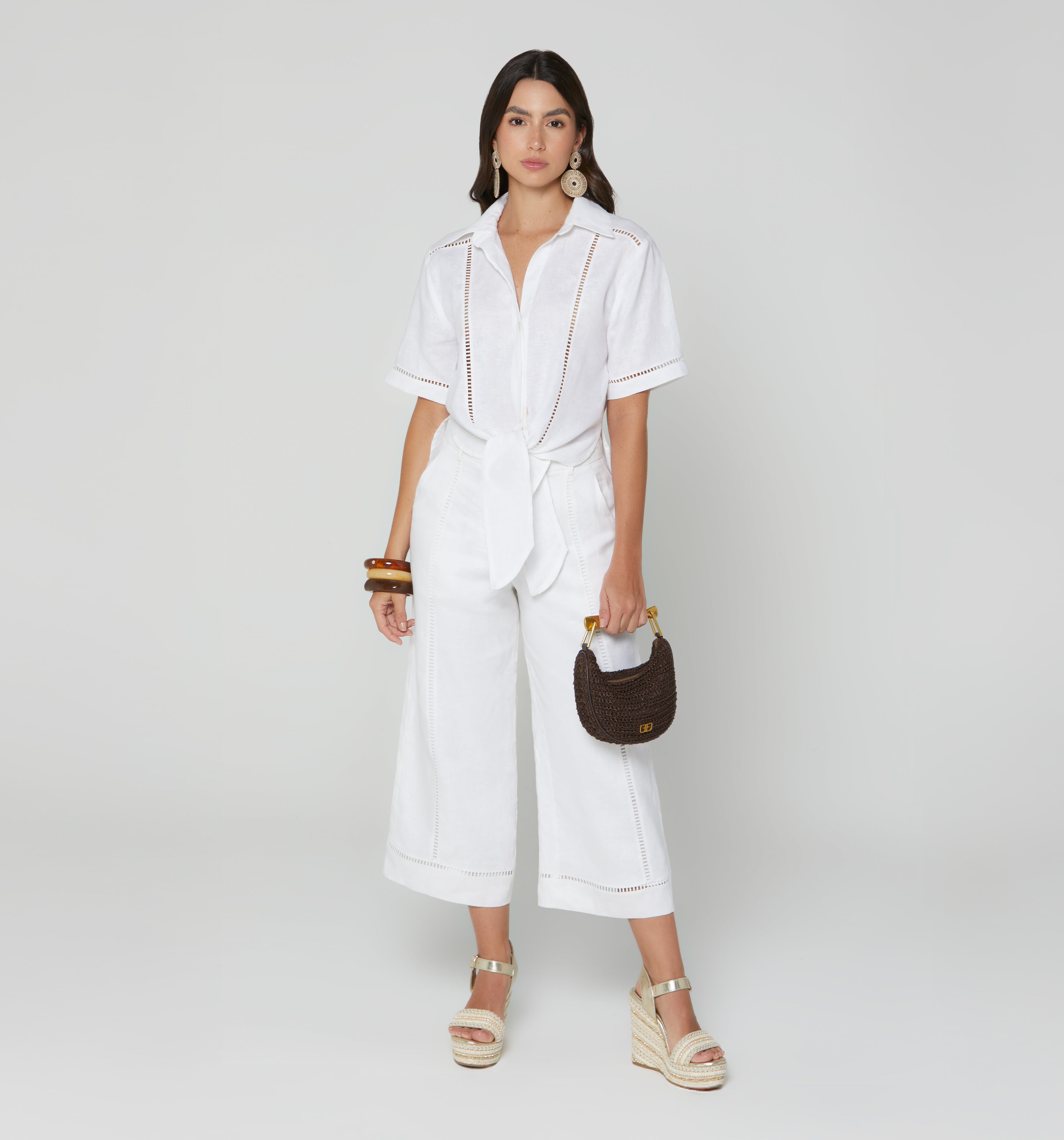 Pantalon Culotte Tiro Alto - Blanco