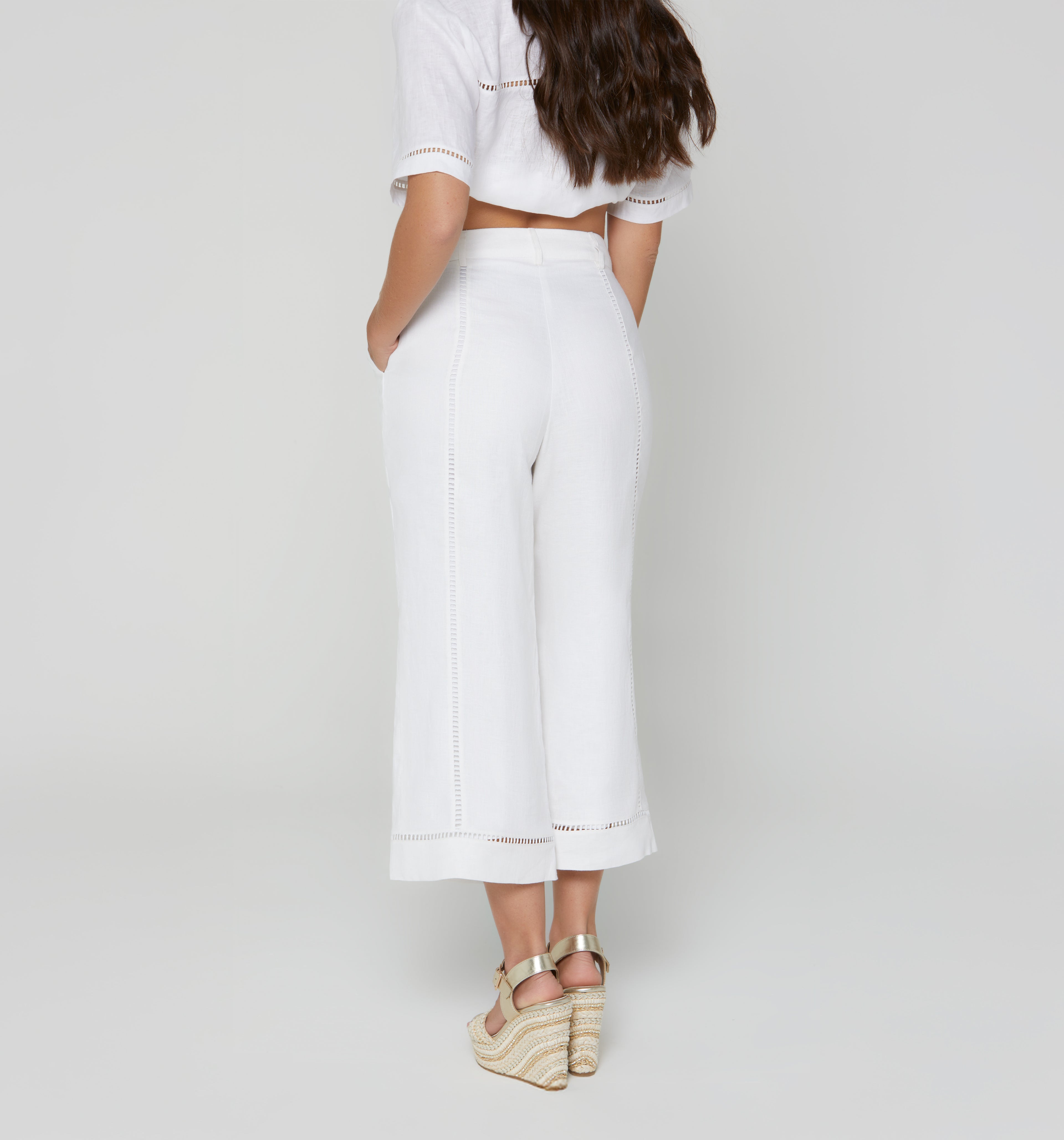 Pantalon Culotte Tiro Alto - Blanco