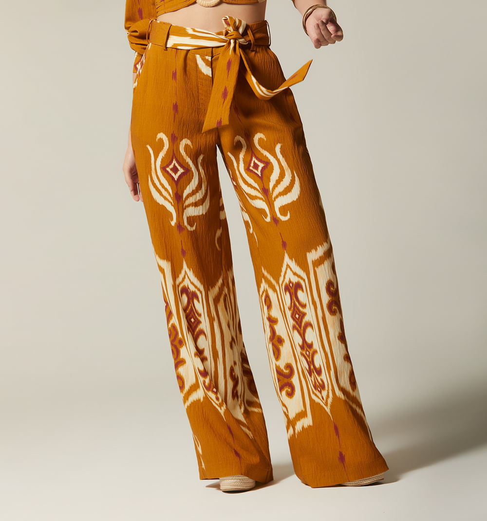 Pantalon Palazo Tiro Alto - Caki