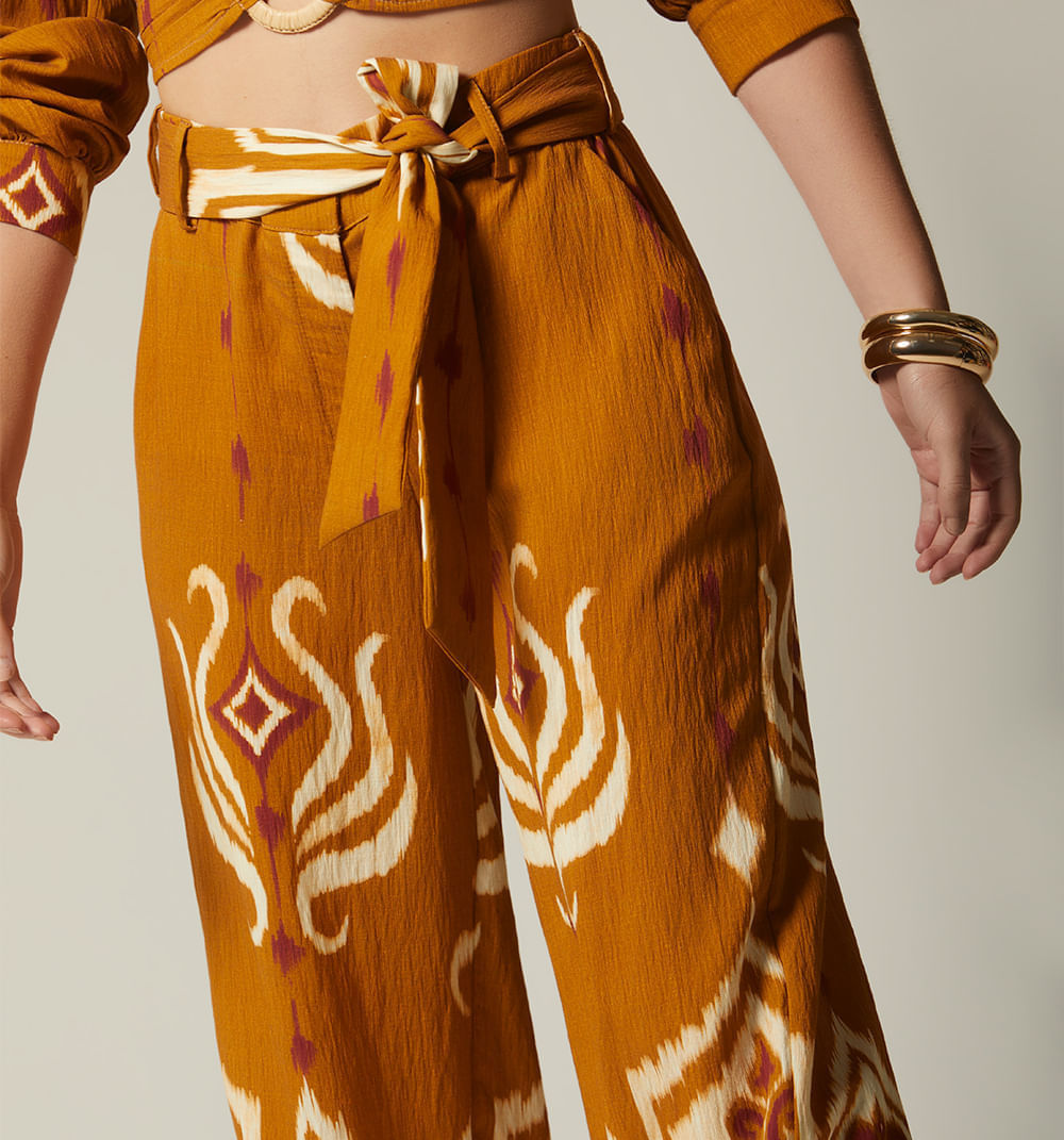 Pantalon Palazo Tiro Alto - Caki