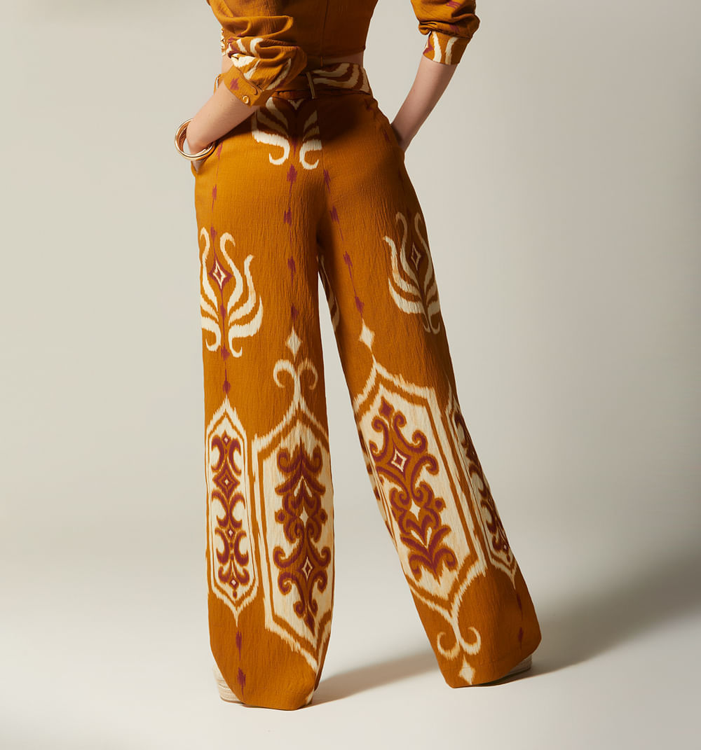 Pantalon Palazo Tiro Alto - Caki