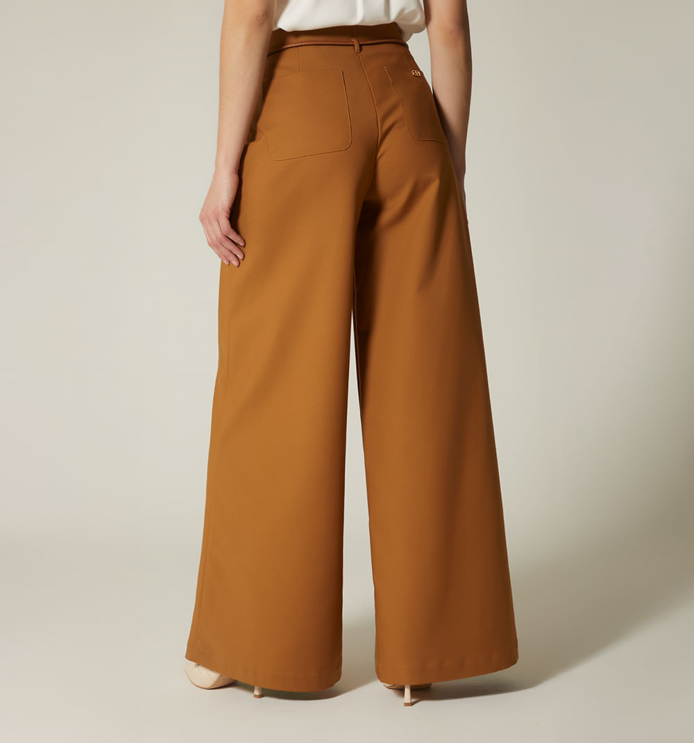 Pantalon Tiro Alto Con Correa - Caki