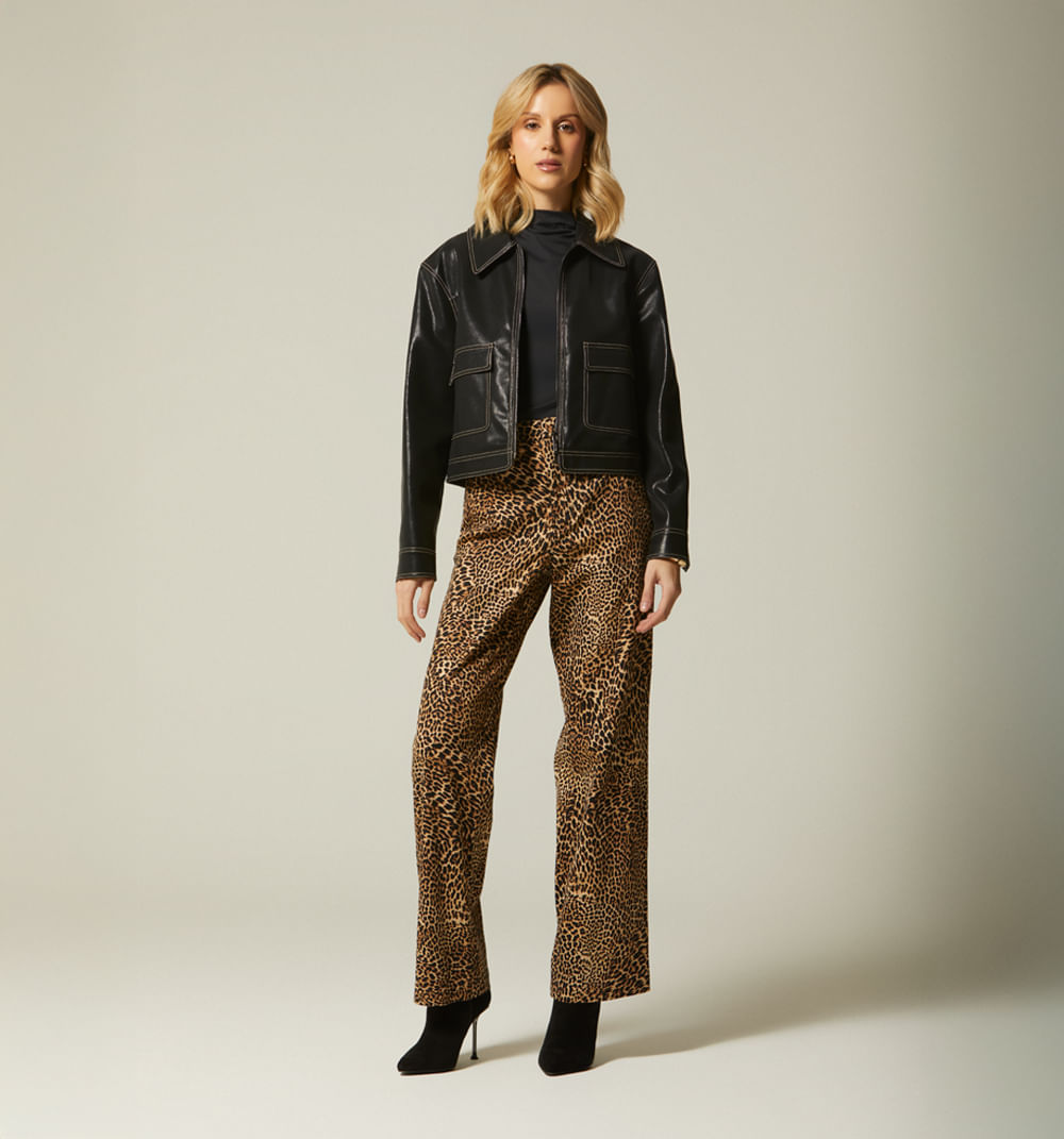 Pantalon Tiro Alto Recto - Caki