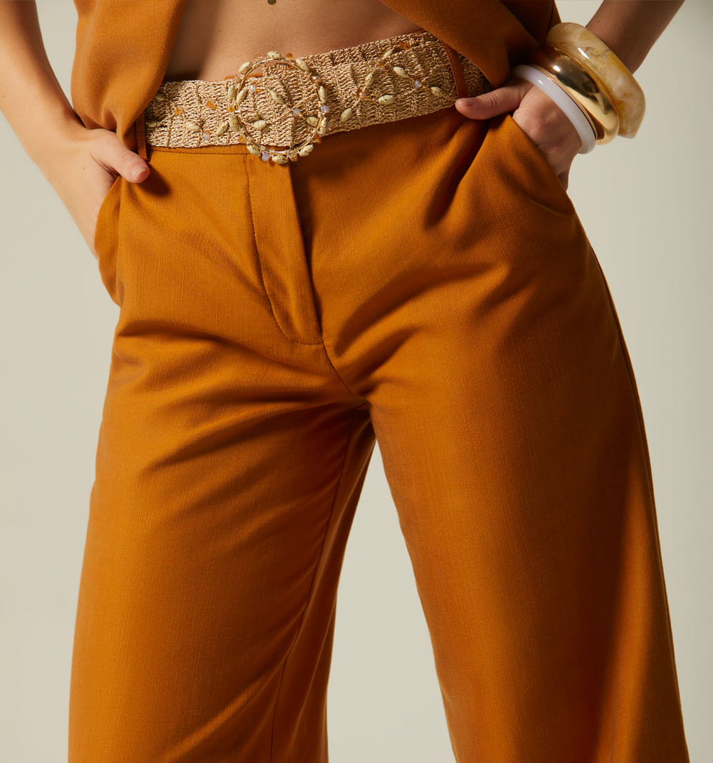 Pantalon Palazo Tiro Alto Con Correa