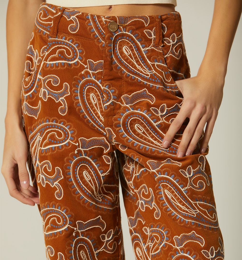 Pantalon Palazo Tiro Alto En Jacquard