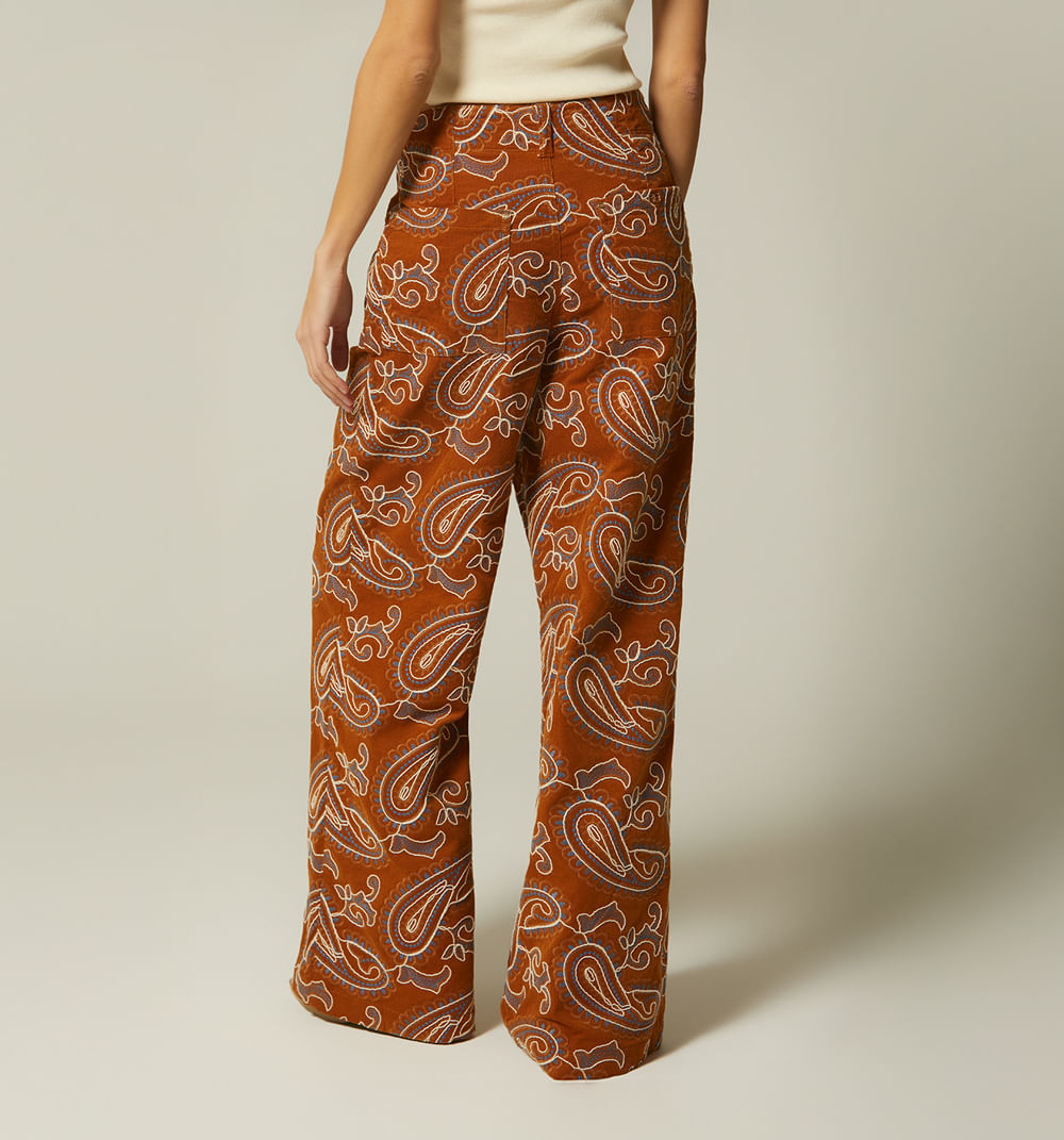 Pantalon Palazo Tiro Alto En Jacquard