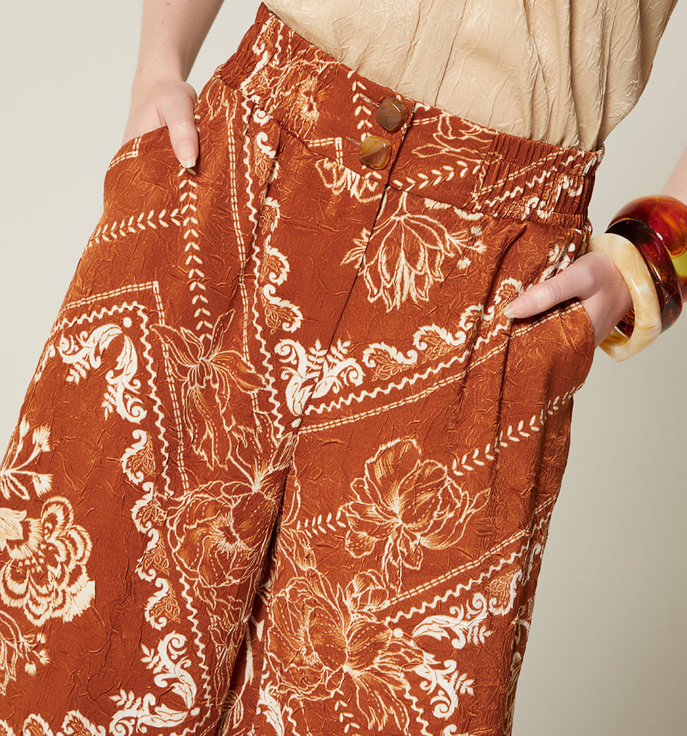 Pantalon Palazzo Pretina Ancha - Multicolor