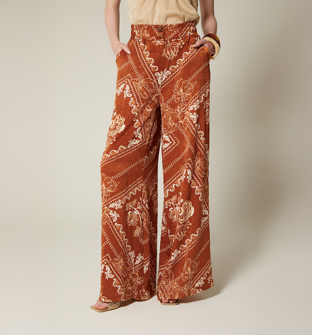 Pantalon Palazzo Pretina Ancha - Multicolor