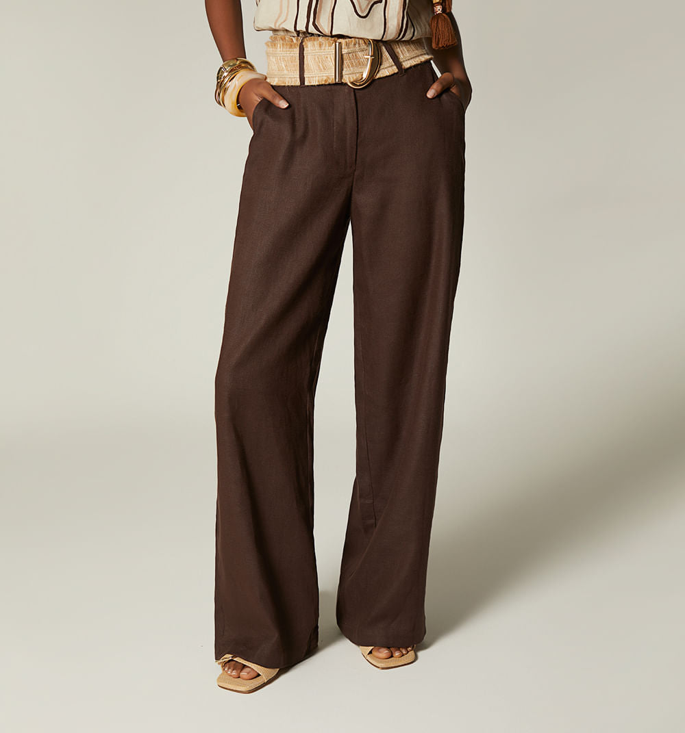 Pantalon Tiro Alto Palazo Con Correa