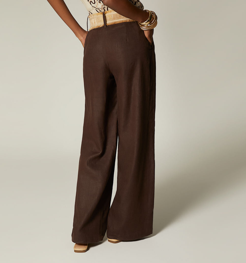 Pantalon Tiro Alto Palazo Con Correa