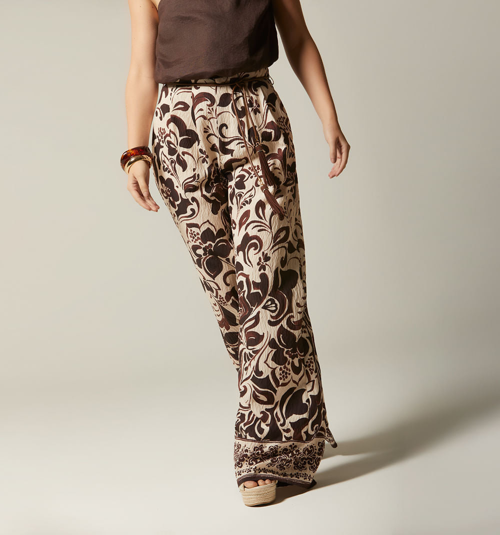 Pantalon Tiro Alto Bota Ancha - Cafe