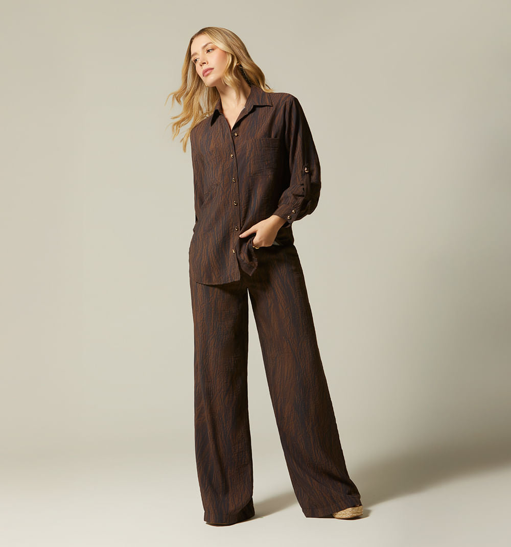 Pantalon Palazo Tiro Alto - Cafe