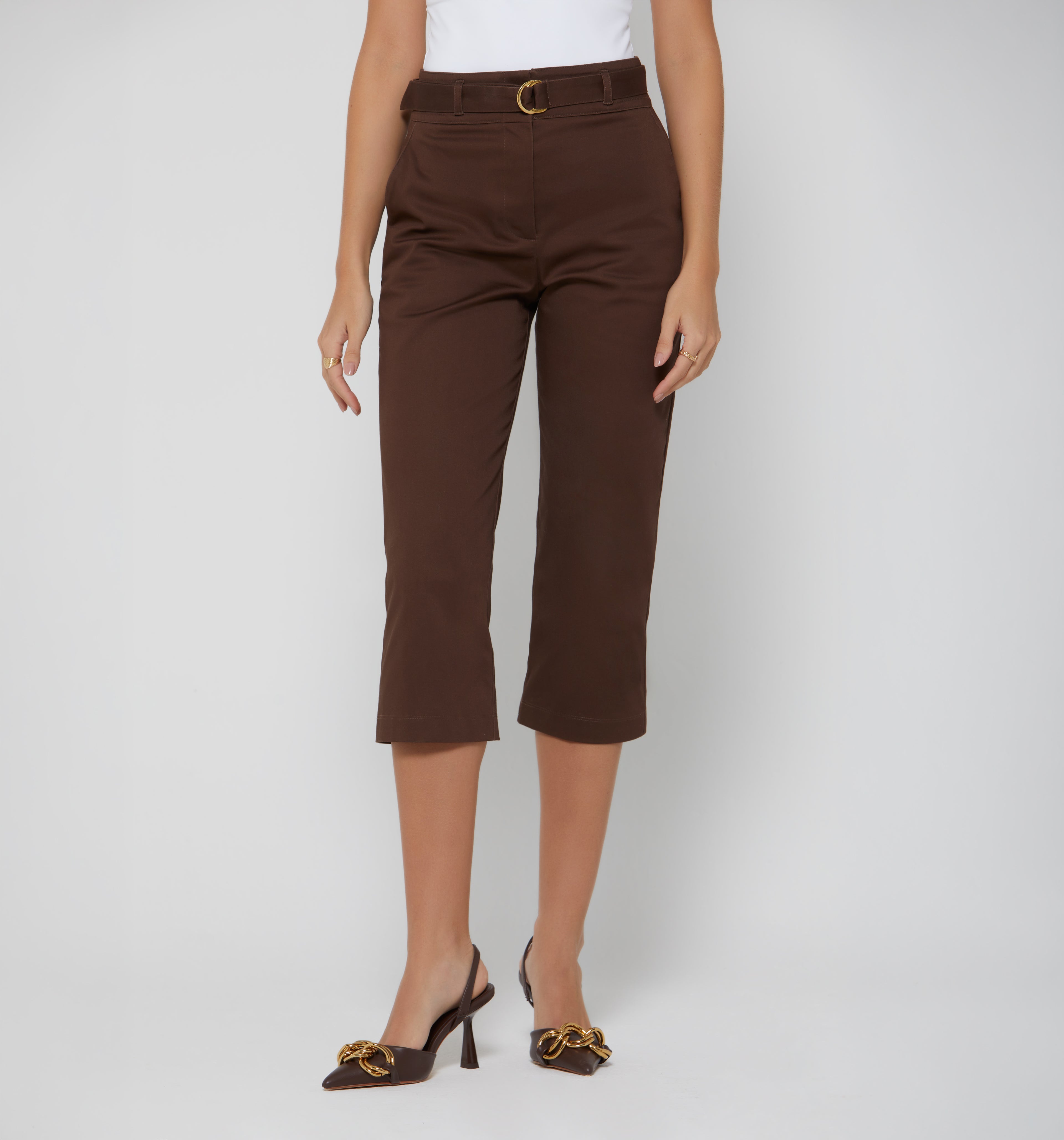 Pantalón Capri Con Cinturón