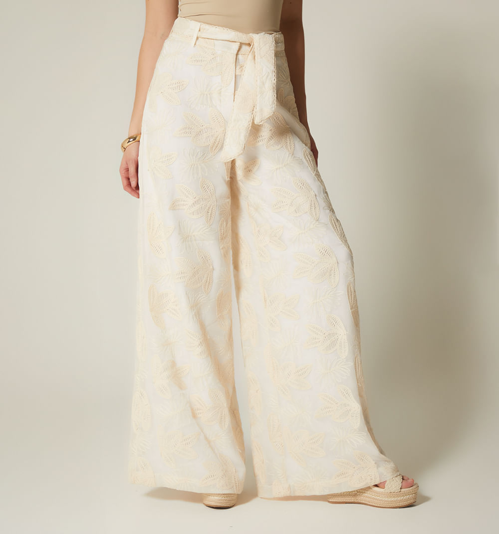 Pantalon Palazzo Tiro Alto - Natural